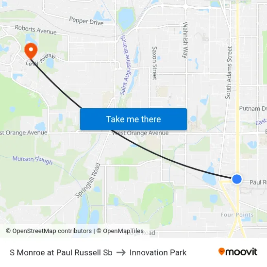 S Monroe at Paul Russell Sb to Innovation Park map