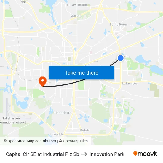 Capital Cir SE at Industrial Plz Sb to Innovation Park map