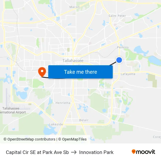 Capital Cir SE at Park Ave Sb to Innovation Park map
