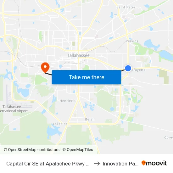 Capital Cir SE at Apalachee Pkwy Nb to Innovation Park map