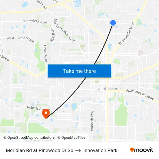 Meridian Rd at Pinewood Dr Sb to Innovation Park map