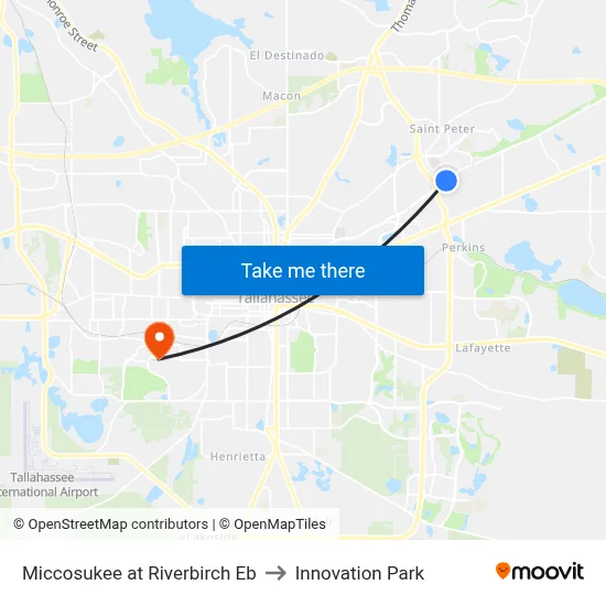 Miccosukee at Riverbirch Eb to Innovation Park map