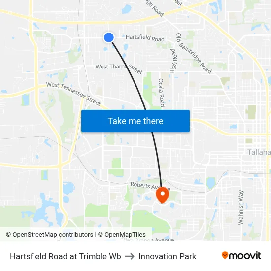 Hartsfield Road at Trimble Wb to Innovation Park map