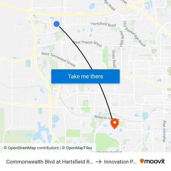 Commonwealth Blvd at Hartsfield Rd Wb to Innovation Park map