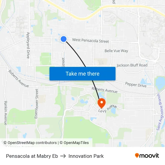 Pensacola at Mabry Eb to Innovation Park map