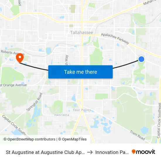 St Augustine at Augustine Club Apts to Innovation Park map