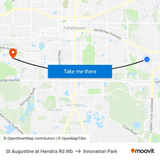 St Augustine at Hendrix Rd Wb to Innovation Park map