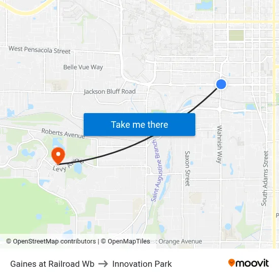 Gaines at Railroad Wb to Innovation Park map