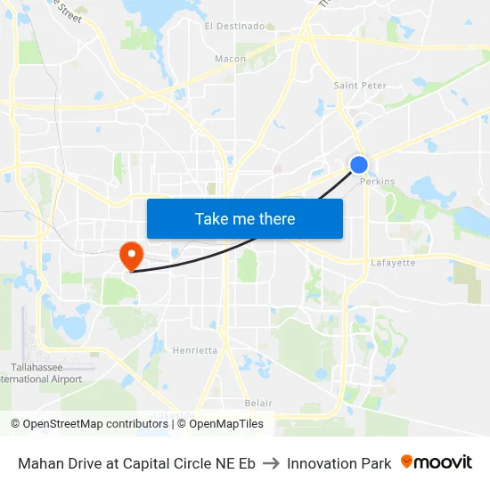 Mahan Drive at Capital Circle NE Eb to Innovation Park map