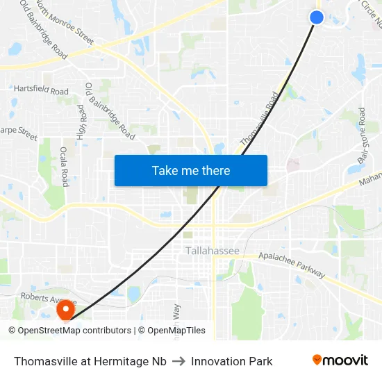 Thomasville at Hermitage Nb to Innovation Park map