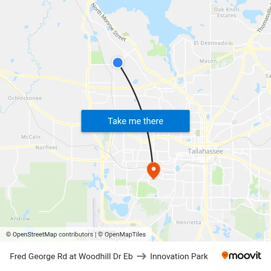 Fred George Rd at Woodhill Dr Eb to Innovation Park map