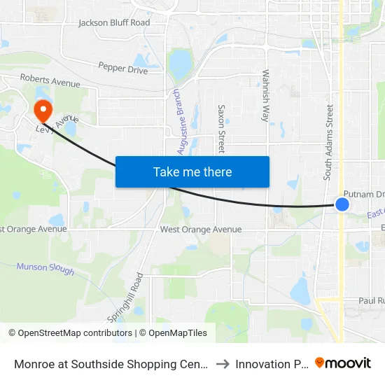 Monroe at Southside Shopping Center Nb to Innovation Park map