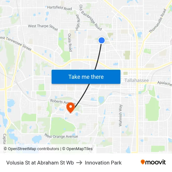 Volusia St at Abraham St Wb to Innovation Park map