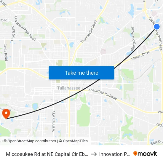 Miccosukee Rd at NE Capital Cir Eb (Far) to Innovation Park map