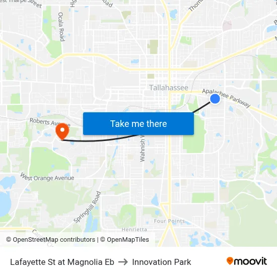 Lafayette St at Magnolia Eb to Innovation Park map