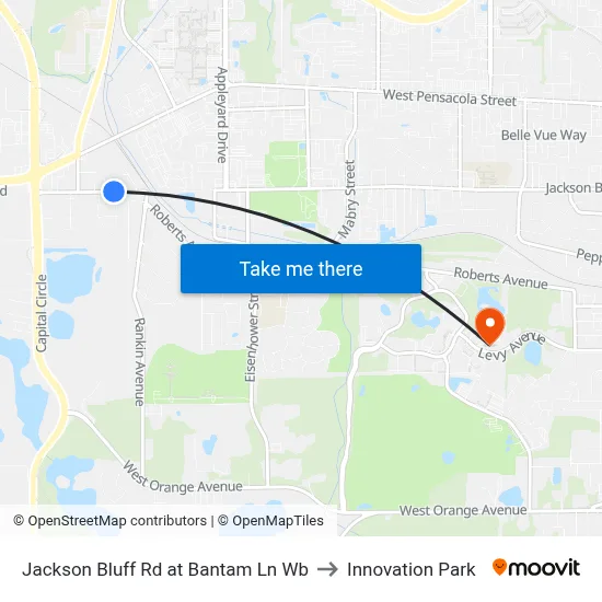 Jackson Bluff Rd at Bantam Ln Wb to Innovation Park map