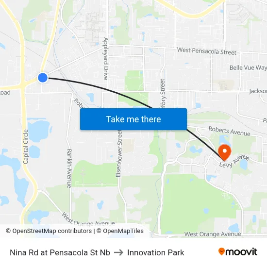 Nina Rd at Pensacola St Nb to Innovation Park map