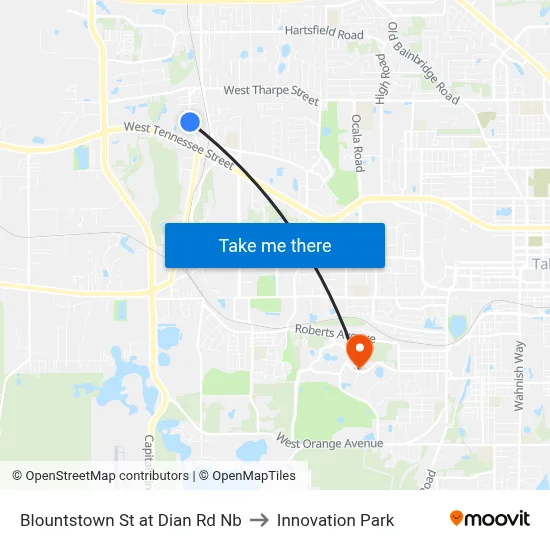Blountstown St at Dian Rd Nb to Innovation Park map