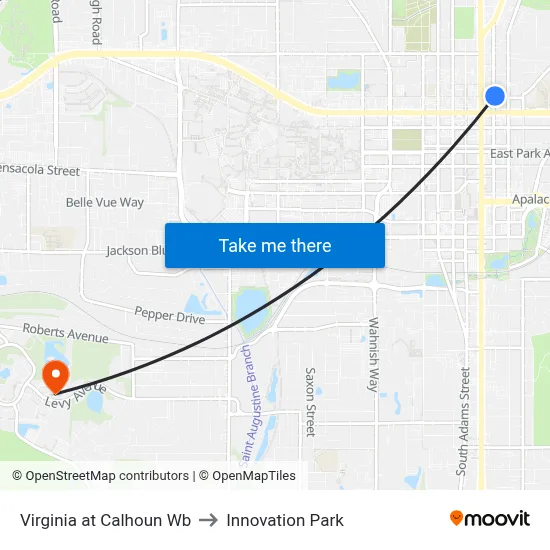 Virginia at Calhoun Wb to Innovation Park map