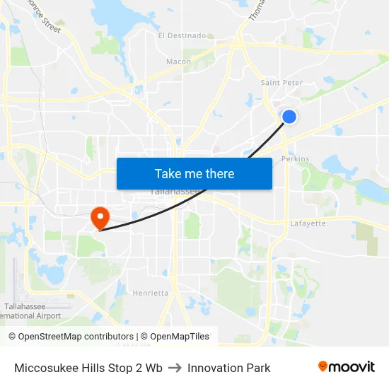 Miccosukee Hills Stop 2 Wb to Innovation Park map