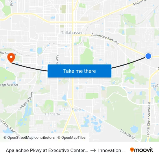 Apalachee Pkwy at Executive Center Cir Wb to Innovation Park map