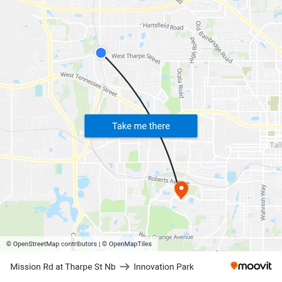 Mission Rd at Tharpe St Nb to Innovation Park map