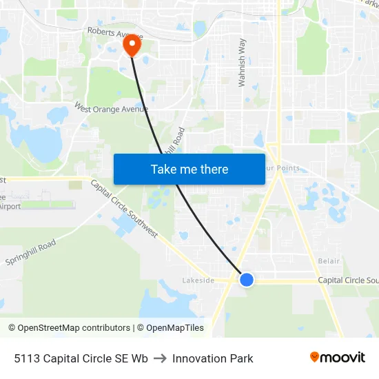 5113 Capital Circle SE Wb to Innovation Park map
