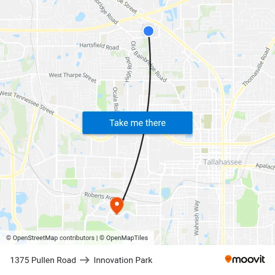 1375 Pullen Road to Innovation Park map