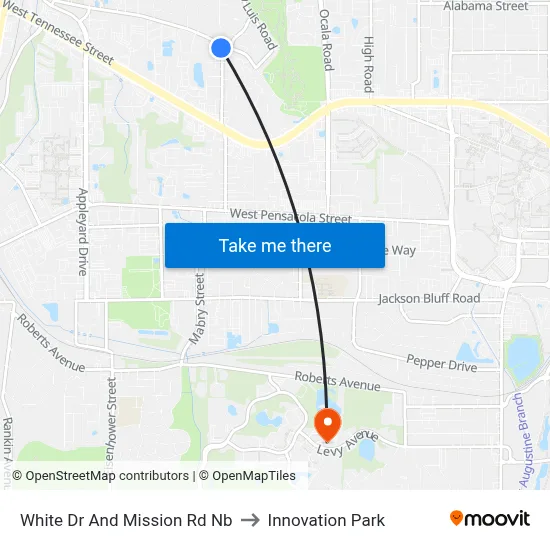 White Dr And Mission Rd Nb to Innovation Park map