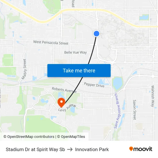 Stadium Dr at Spirit Way Sb to Innovation Park map