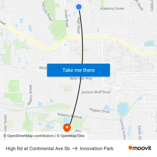 High Rd at Continental Ave Sb to Innovation Park map