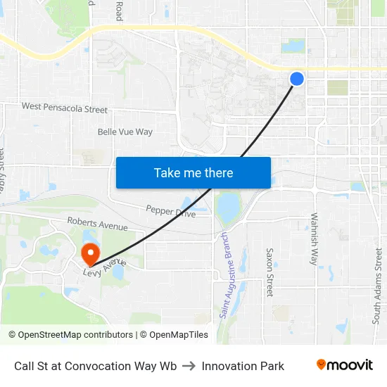 Call St at Convocation Way Wb to Innovation Park map