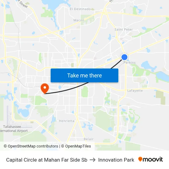Capital Circle at Mahan Far Side Sb to Innovation Park map