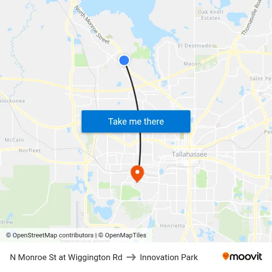 N Monroe St at Wiggington Rd to Innovation Park map