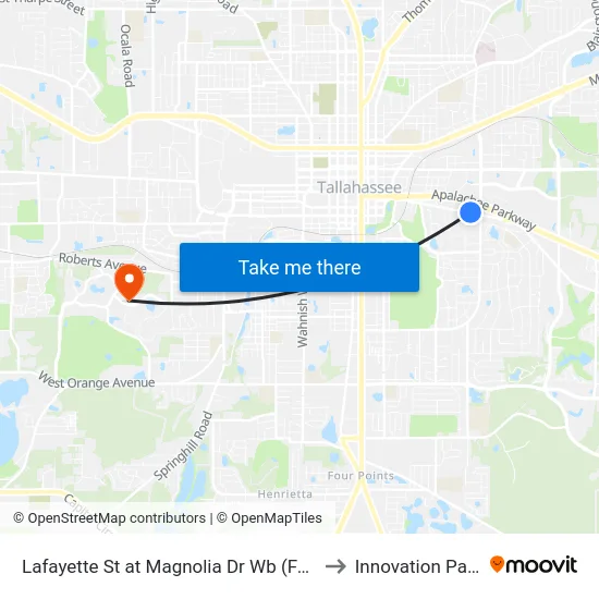 Lafayette St at Magnolia Dr Wb (Far) to Innovation Park map