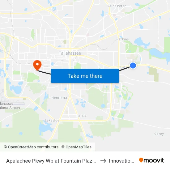 Apalachee Pkwy Wb at Fountain Plaza Shopping Ctr to Innovation Park map