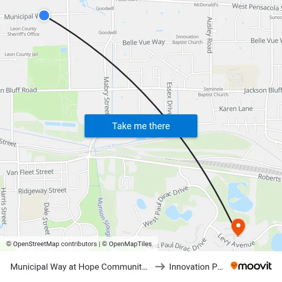 Municipal Way at Hope Community Eb to Innovation Park map