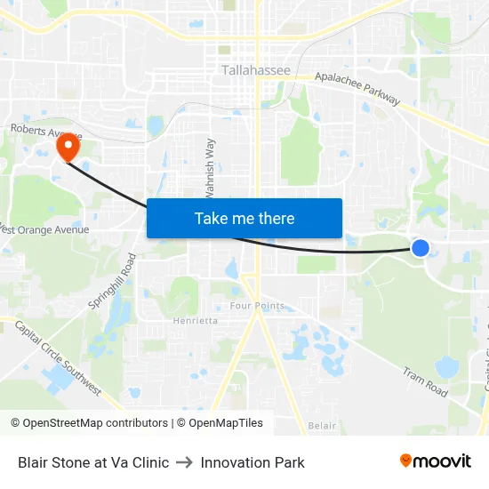 Blair Stone at Va Clinic to Innovation Park map