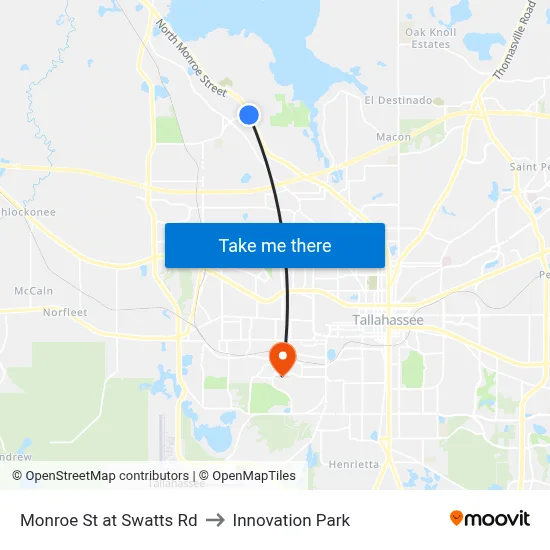 Monroe St at Swatts Rd to Innovation Park map