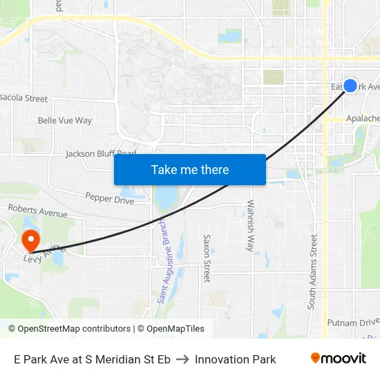E Park Ave at S Meridian St Eb to Innovation Park map