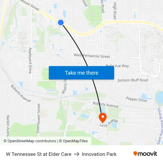 W Tennessee St at Elder Care to Innovation Park map