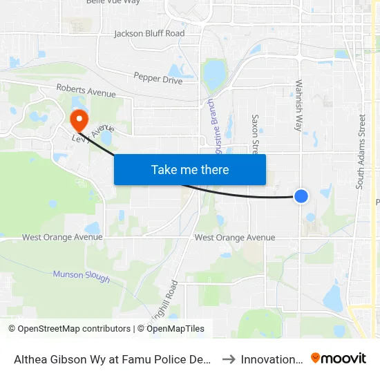 Althea Gibson Wy at Famu Police Department Nb to Innovation Park map