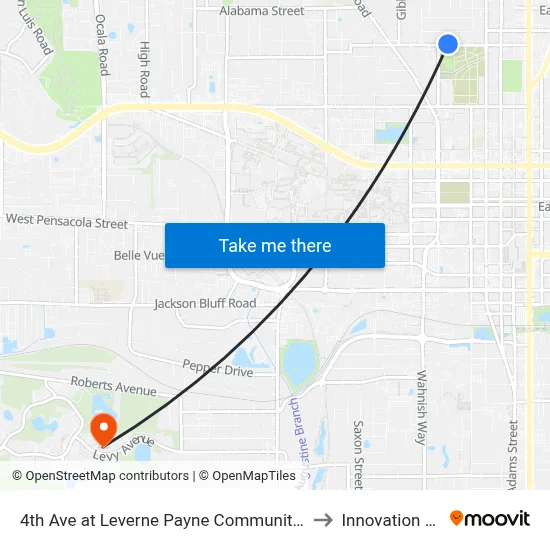 4th Ave at Leverne Payne Community Center to Innovation Park map