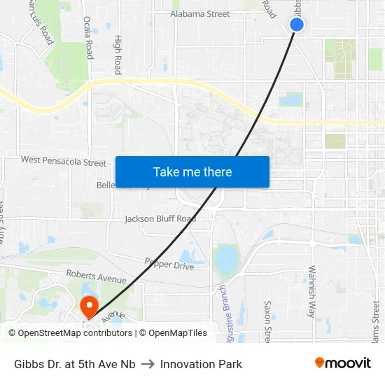 Gibbs Dr. at 5th Ave Nb to Innovation Park map