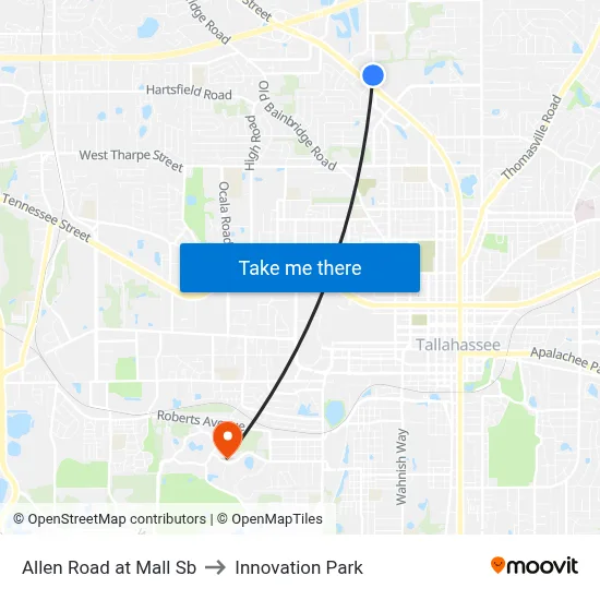 Allen Road at Mall Sb to Innovation Park map