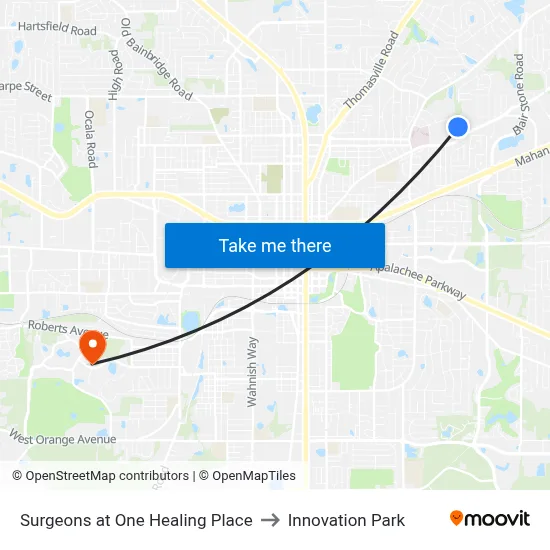 Surgeons at One Healing Place to Innovation Park map
