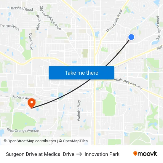 Surgeon Drive at Medical Drive to Innovation Park map