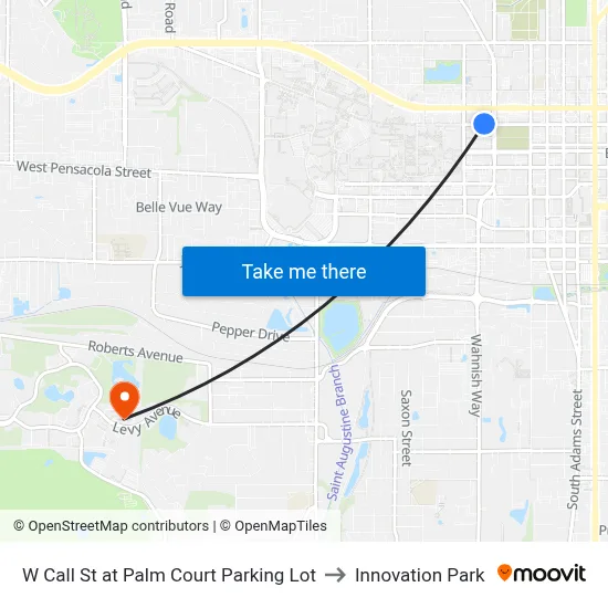 W Call St at Palm Court Parking Lot to Innovation Park map