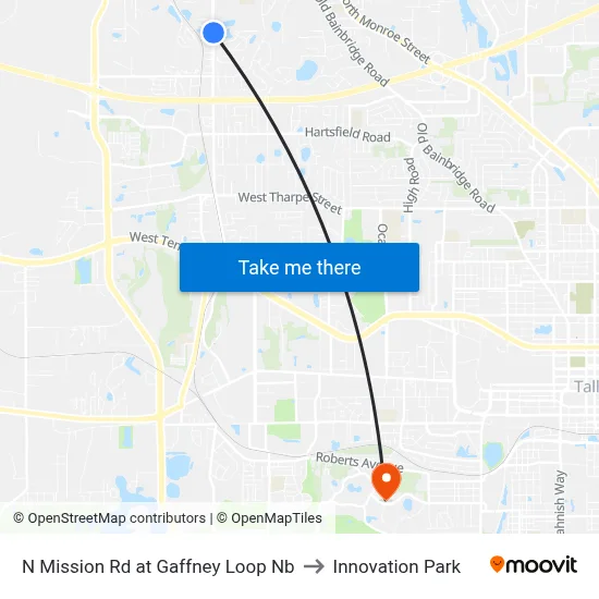 N Mission Rd at Gaffney Loop Nb to Innovation Park map