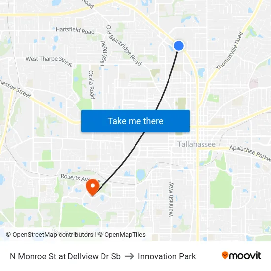 N Monroe St at Dellview Dr Sb to Innovation Park map